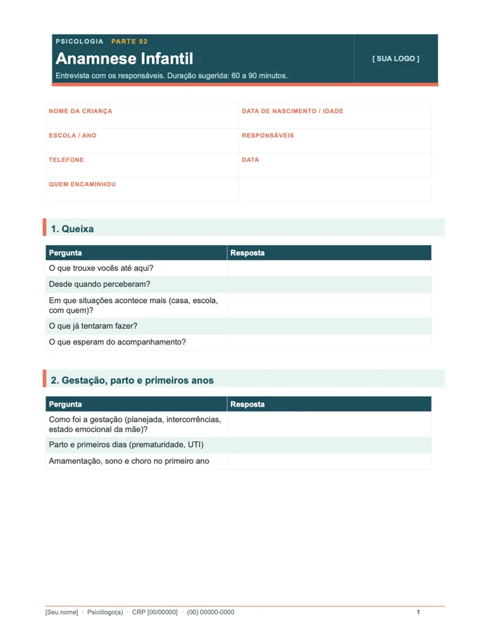 Anamnese infantil (Word)